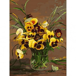 Раскраски по номерам - Анютины глазки в вазе, 30 х 40 см (Белоснежка, 130-AS)