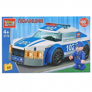 Конструктор Город мастеров - Полицейская машина, с фигурками, 98 деталей (Город мастеров, 3119-BL)