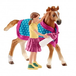 Игровой набор - Жеребенок с одеялом (Schleich, 42361k)