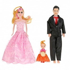 Набор из 3 кукол: муж, жена и ребенок, 29 см (B1708674)