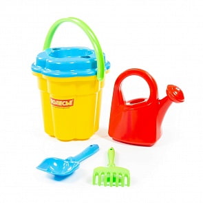 Набор №75: ведро-цветок большое, ситечко-цветок большое, лопатка №5, грабельки №5, лейка большая (Полесье, 4741)