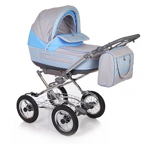 Коляска классическая 2 в 1 – Laura Соты, серый/голубой (Jetem, 08_серый/голубой)