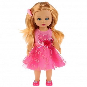 Интерактивная кукла – Полина, 36 см, 100 фраз, Песня о волшебном цветке, с аксессуарами (Карапуз, 219-L-RU-A)