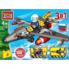 Конструктор 3 в 1 Самолёт 93 детали (Город мастеров, 7175-KK)