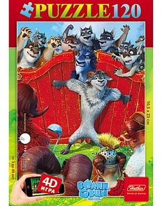 Пазлы 120 элементов 4D-Безумное превращение - Волки и овцы (Hatber, 120ПЗ5_15642)