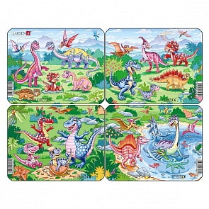 Пазл Игривые динозавры 7 элементов (Larsen, V6) (ассортимент)