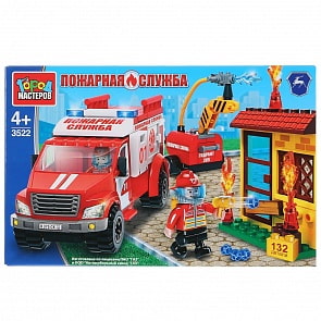 Конструктор серии ГАЗ - Пожарный газ, 132 детали (Город мастеров, 3522-KK)