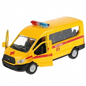 Машина инерционная металлическая Ford Transit - Скорая 12 см, открываются двери (Технопарк, SB-18-18-A-Y-WB)