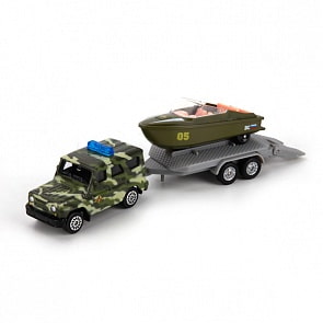 Вооруженные силы. УАЗ с лодкой на прицепе (Технопарк, SB-16-35-M-WB)