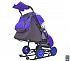 Санки-коляска Snow Galaxy City-1-1 – Серый зайка на фиолетовом, на больших надувных колесах, сумка, варежки  - миниатюра №4