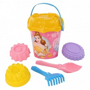 Набор Disney - Принцесса №14: ведро большое с наклейкой, ситечко большое №3, лопата №6, грабли №6, 3 формочки-пирожные (Полесье, 67234)