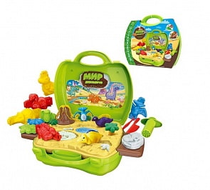 Игровой набор в чемоданчике с тестом для лепки - Мир Динозавров, 26 предметов (1toy, Т10888)