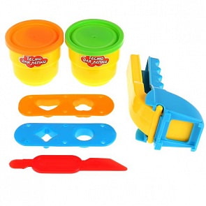 Набор теста для лепки, 2 цвета теста, пресс, 2 насадки, нож (MultiArt, B366310-PD)