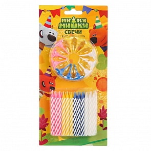 Набор из 24 свечей для торта – Ми-ми-мишки, 12 подставок (Играем вместе, SVH-24-MMM-1)