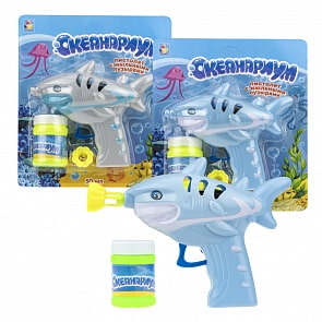 Пистолет механический из серии Океанариум – Акула с мыльными пузырями, разные цвета (1toy, Т17246) (ассортимент)