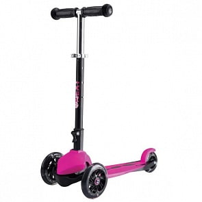 Трехколесный складной самокат, светящиеся колеса 12 и 9 см, черно-розовый (Next, RO203-2PINKsim)