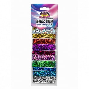 Наполнение для слайма ТМ Slimer - Глиттеры голографические блестки крупные, 10 штук (Волшебный мир, SSS30-52)