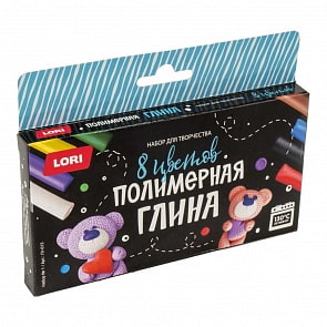 Глина полимерная, 8 цветов (Lori, Пг-013)