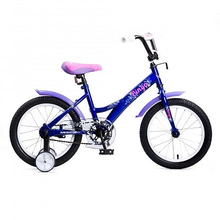 Детский велосипед Navigator Bingo сине-розовый, колеса 16", стальная рама, стальные обода, ножной тормоз 