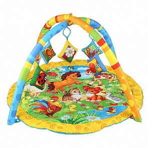 Коврик детский развивающий - Домашние животные, с мягкими игрушками на подвеске (Умка, B1624522-R1-1)