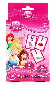 Карточки развивающие «Принцессы Дисней» – Учим алфавит и цифры, 36 карточек (Умка, 4690590086292sim)