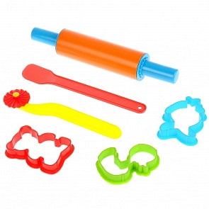 Набор аксессуаров для лепки: валик, фигурный нож, лопатка, 3 формочки (Multiart, B1047053-PD)