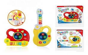 Игрушка для малышей – Гитара/музыкальный центр, 2 в 1, свет и звук (Junfa Toys, O-1308B-no) (ассортимент)