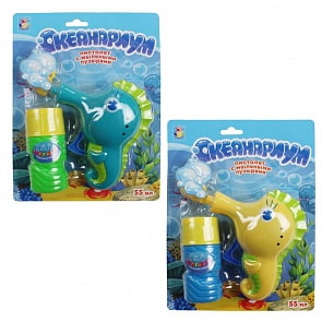Пистолет механический с мыльными пузырями – Океанариум – Морской конек (1Toy, Т11553) (ассортимент)
