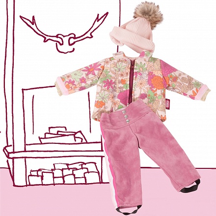 Набор кукольной одежды, зимний комбинезон - Цветы, 45-50 см 