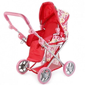 Коляска для кукол металлическая со съемной люлькой, матрасом и корзиной (Карапуз, 63EG-C1sim)
