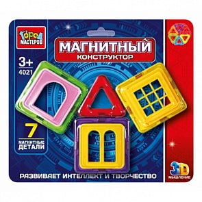 Магнитный конструктор, 7 деталей (Город Мастеров, DT-4021-Rsim)