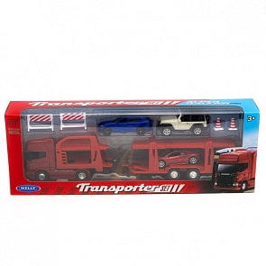 Игрушка автовоз с 3 машинами (Welly, 68023B)