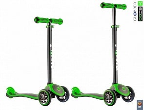 Самокат RT GLOBBER My free Titanium neon green с блокировкой колес (Y-SCOO Globber, 4848RT)