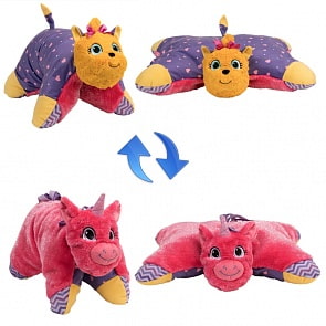 Плюшевая подушка Вывернушка 2 в 1 - Лавандовый Единорог-Щенок Йорк (1toy, Т12045)