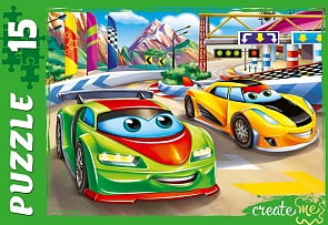 Макси-пазлы Состязание машинок, 15 элементов (Рыжий Кот, ПУ15-0455)