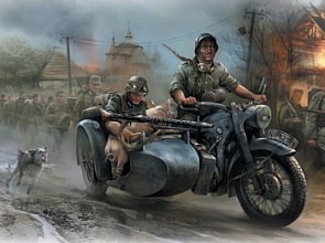 Модель для склеивания - Немецкий мотоцикл ВMW R12 c коляской (Звезда, 3607з)