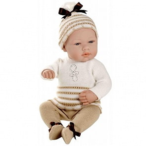Пупс Elegance в бежево-белом костюмчике со стразами Swarowski, 42 см (Arias, Т59288)