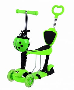 Самокат Navigator 5-в-1, управление наклоном, светящиеся колеса, цвет зеленый (Navigator, Т59980)