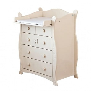 Комод с настилом Красная звезда С 577 резьба №11 накладка №3 бабочка, слоновая кость (Красная звезда, КЗ-С577_слоновая кость)