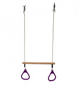 Кольца гимнастические с перекладиной, фиолетовые (КВТ, 220.003.007.001)