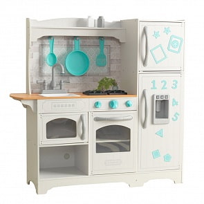 Игровая кухня – Загородная, белый с бирюзовым (KidKraft, 53424_KE)