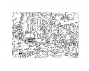 Коврик-раскраска маленький - Пожарная команда, размер 48 х 33,5 см (ЯиГрушка, 12285)