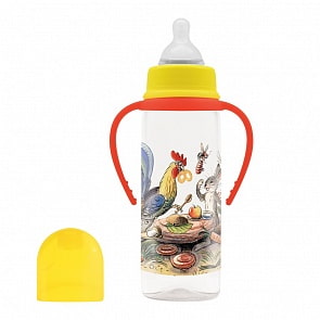 Бутылочка для кормления с соской - Сказки В. Сутеева, от рождения, 250 мл, коллекция - Разные колеса (Lubby, 16429/144/12)