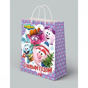 Пакет подарочный из серии Смешарики - С Новым Годом!, размер 33 х 46 х 20 см. (Веселый Праздник, CLRBG-SMENY-03)