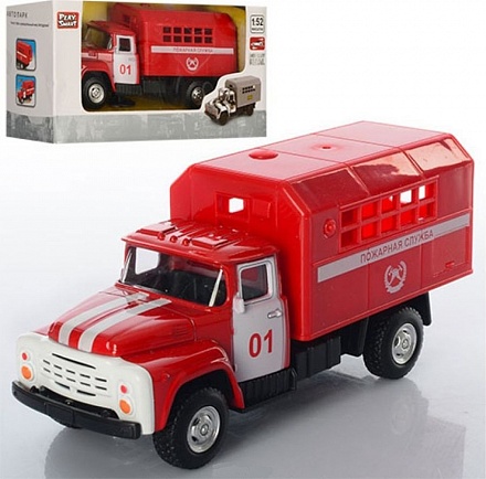 Инерционный металлический грузовик - Пожарный, масштаб 1:52 
