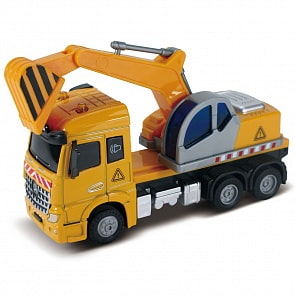 Экскаватор, кабина die-cast, инерционный механизм, свет, звук, 1:43 (Funky Toys, FT61080)