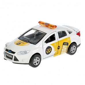 Машина Такси Ford Focus 12 см двери и багажник открываются металлическая инерционная (Технопарк, SB-16-45-T2-WB)