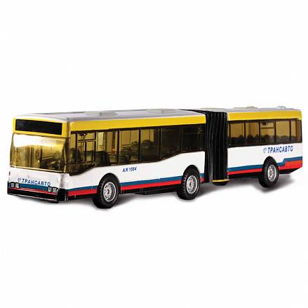 Автобус с резинкой 18 см, двери открываются, металлический, инерционный 