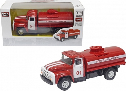 Инерционный металлический грузовик - Пожарный с цистерной, 16 x 6 x 7,65 см., 1:52 