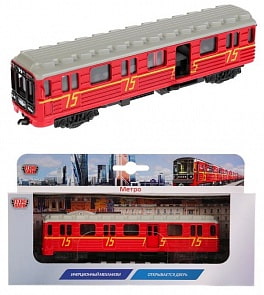 Вагон Метро, 15 см, открывается дверь, инерционный (Технопарк, SB-16-06-R-WB)